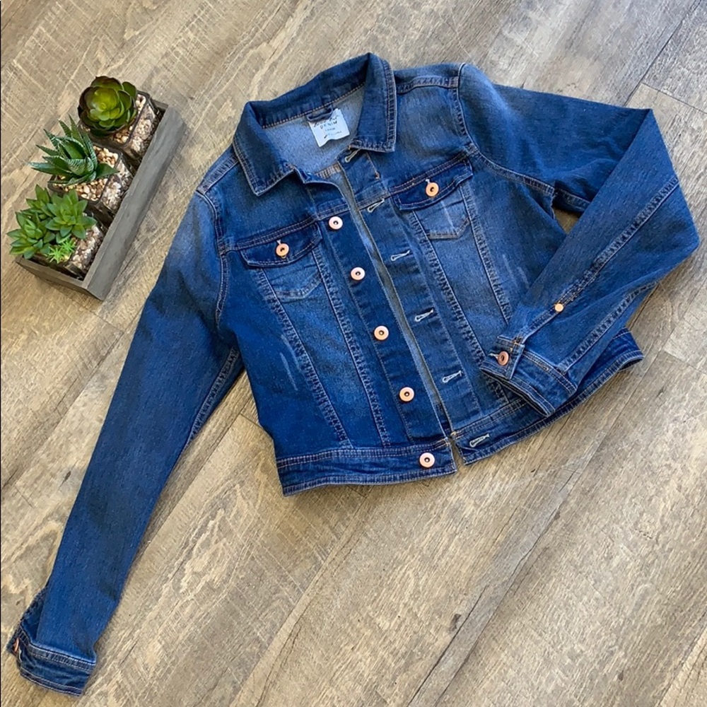 Love Tree Denim Button Up Jacket - size large